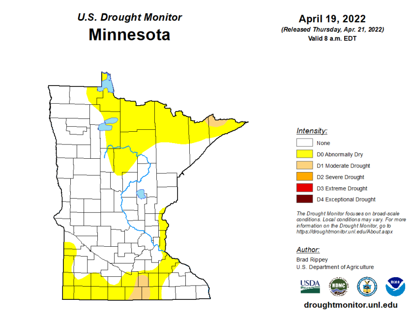 Minnesota 2022 drought map