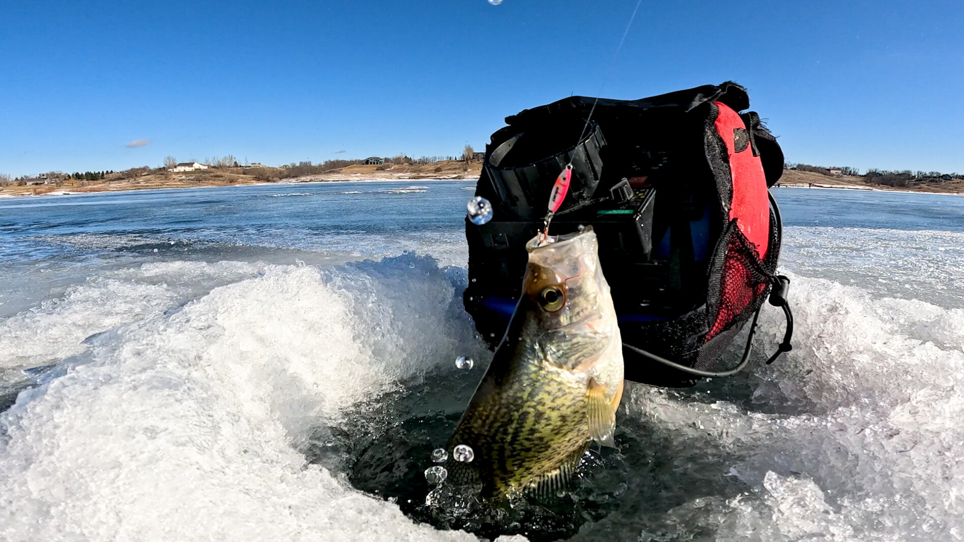 Cropie Rig Video: Ice fishing for crappie at North Dakota's Jamestown Reservoir ...