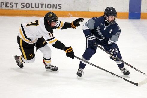 Player knocks puck away.