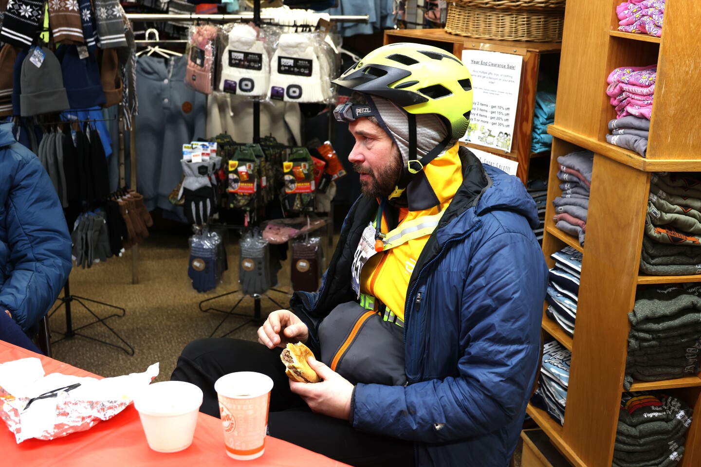 Ultramarathoner rests at checkpoint