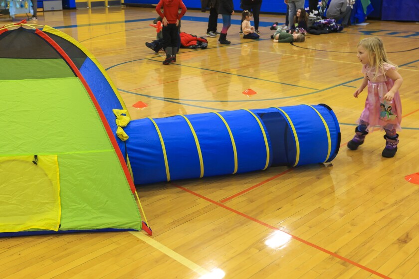 children playing games in gym