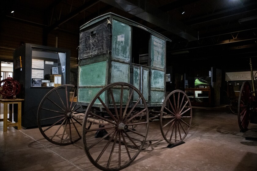 An old wagon sits on display within the Kandiyohi County Historical Society on Thursday, July 28, 2022.