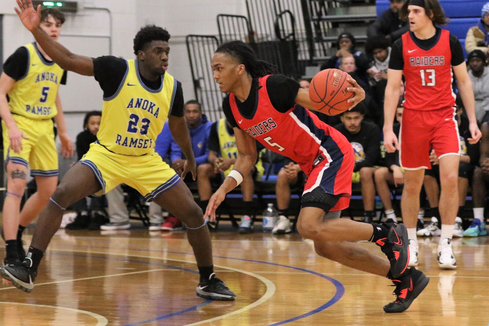 Raiders Men's Basketball vs Anoka-Ramsey on Feb. 24, 2023.