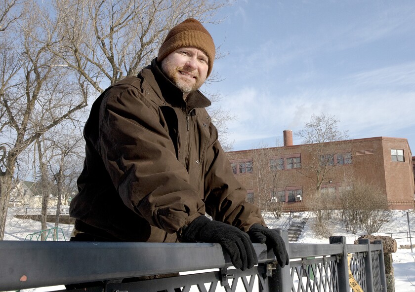 Aaron Tank, the producer and editor of The Vessel, stops at the Lincoln Park Bridge