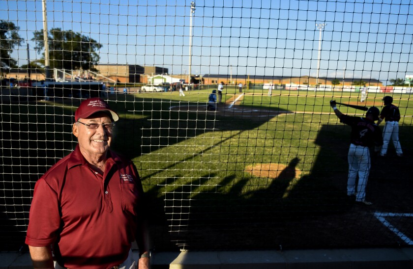 Dale Weber, President of the South Dakota Amateur Baseball Association, poses for a photo during the District 5b championship game in the pond in Parkston. Weber has worked as President of Sdaba (Matt Gade / Republic) since 1988