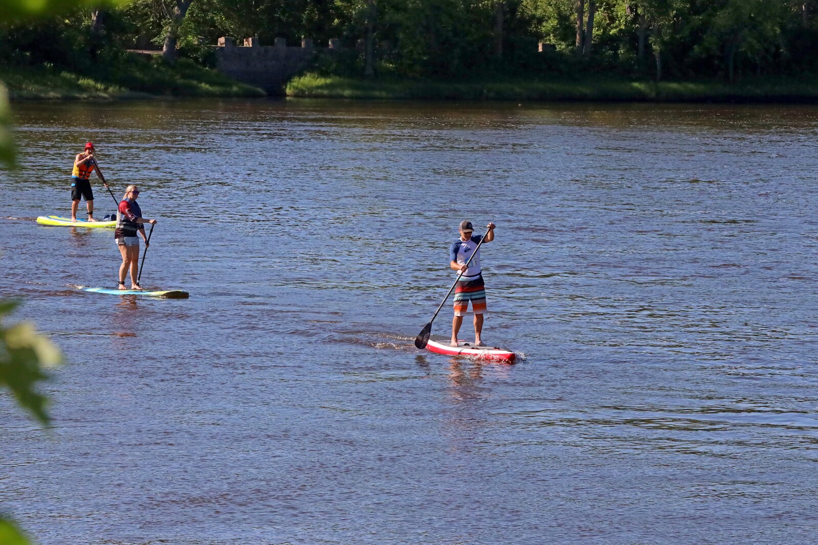Racers head up the Mississippi River on Saturday, July 30, 2022, going from Kiwanis Park to Evergreen Landing and back again in Brainerd.