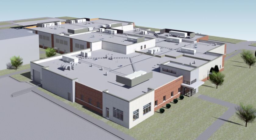 Rendering of proposed Clay County Law Enforcement Center. View from southeast.