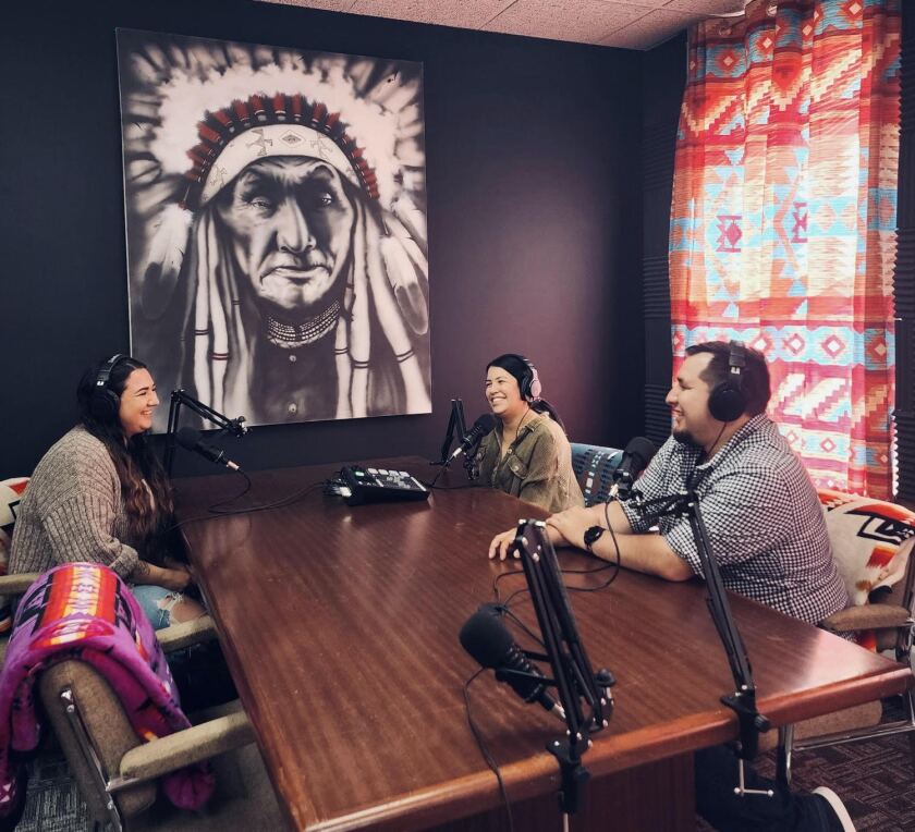 Hosts record podcast