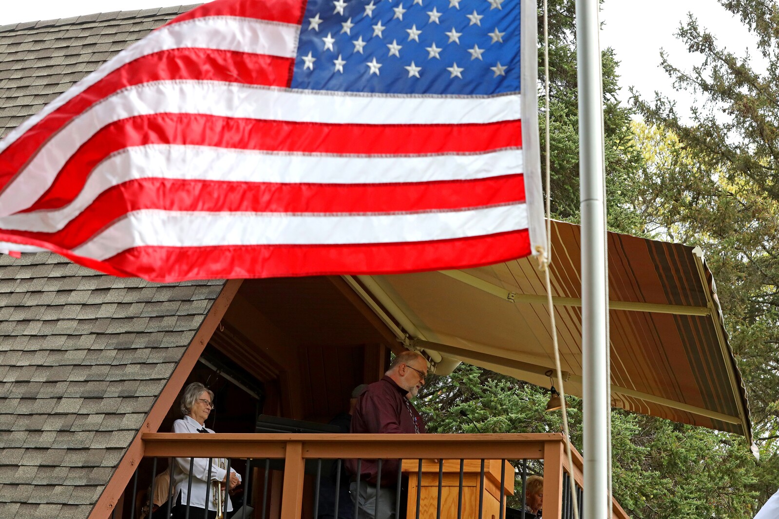 Memorial Day weekend service at Crosslake Lutheran Church's outdoor worship.