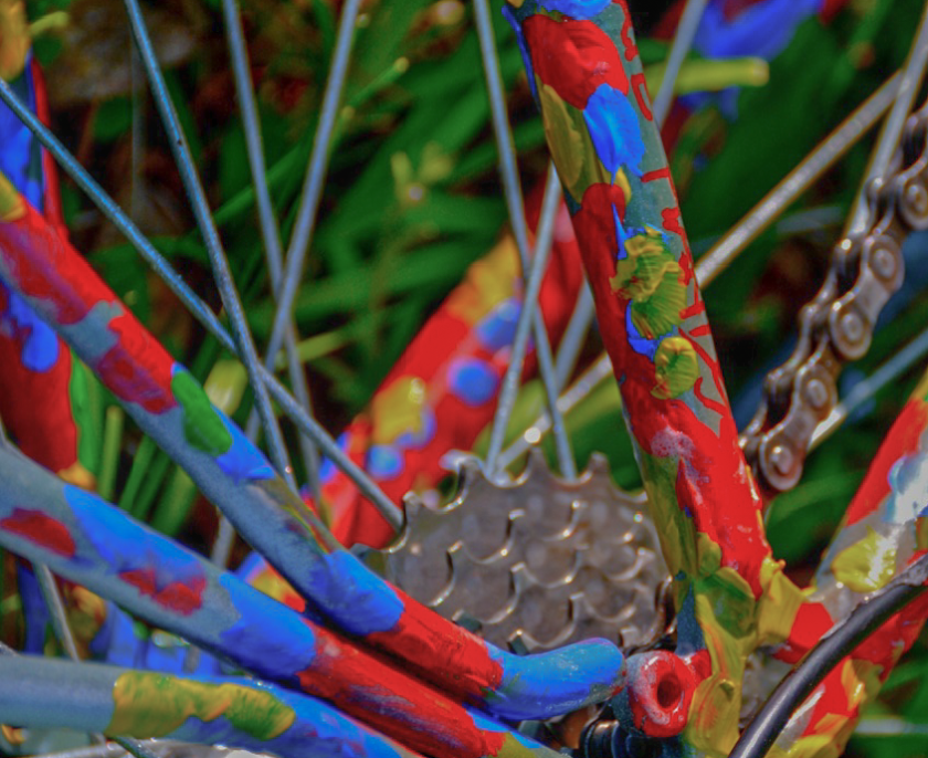 There will be a painted bike available for playing during the "Sonic Divide" exhibition at the Duluth Art Institute.
