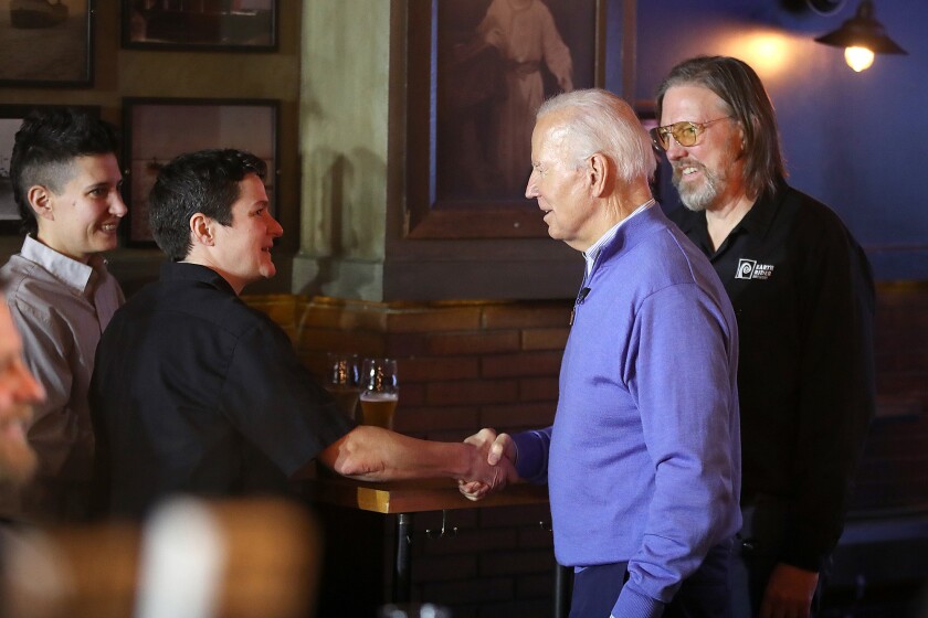 President meets head brewer.