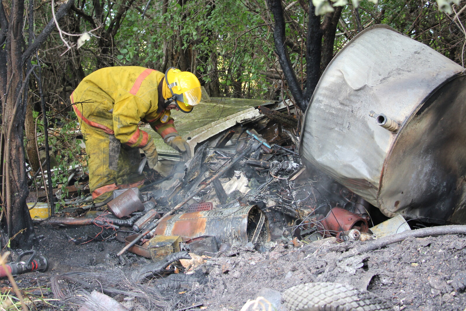 Round Lake Fire Department responds to sudden junk pile fire