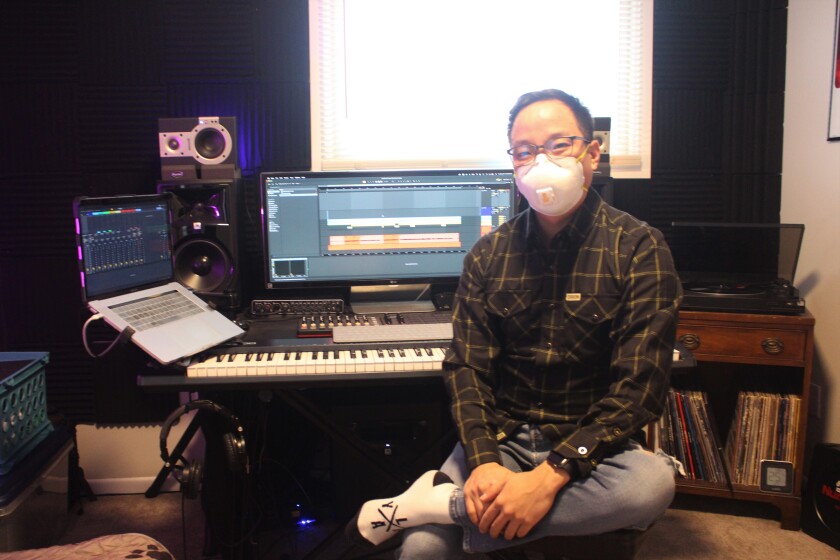 Patrick Amunson from Amunson Audio presents his apartment studio production setup on Tuesday, December 21, 2021.