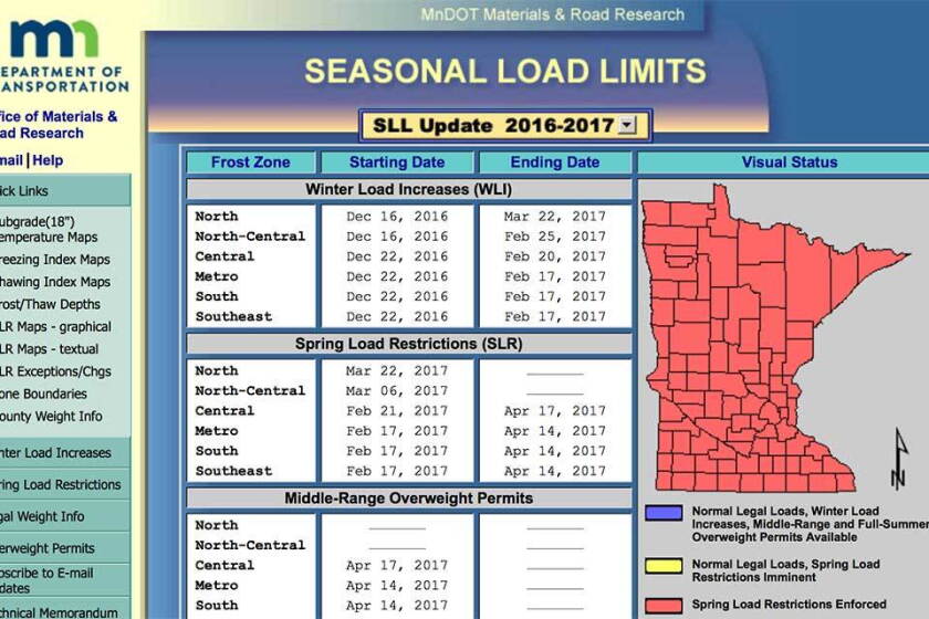 Minnesota Spring Load Restriction Chart Poor conditions keep restrictions on some county roads - Brainerd ...