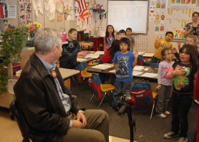 Tim Johnson visits students