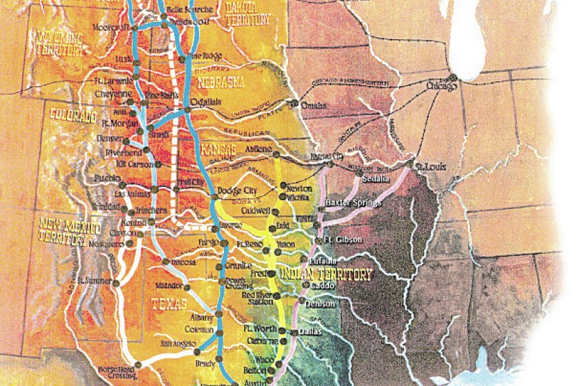 Great Western Cattle Trail brought Texas Longhorns to the High Plains