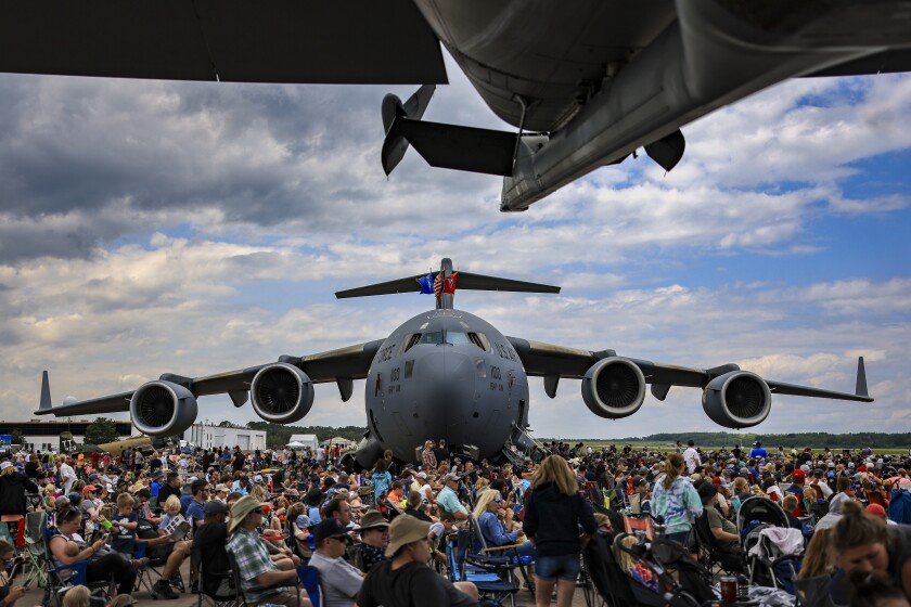 military aircraft on display at airshow