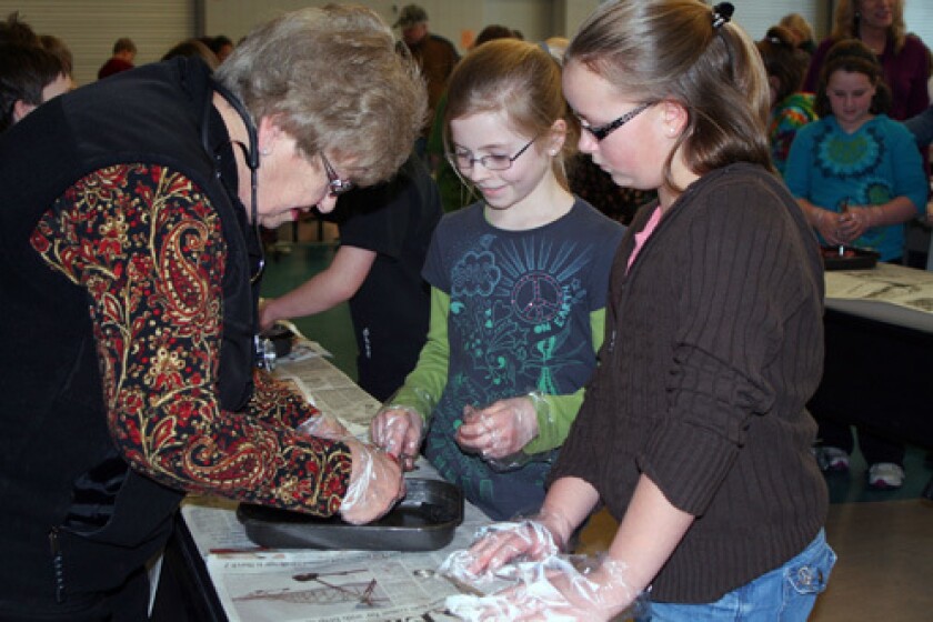 Examining deer heart