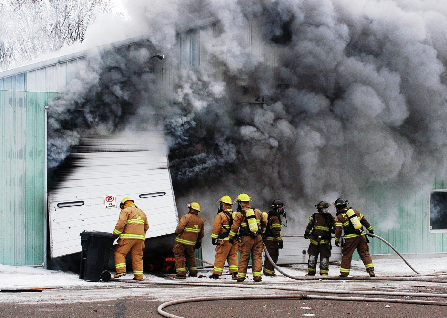 Minnesota Firefighting Firefighters from three departments battle fire in Miltona, Minn ...