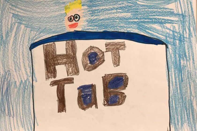 Hot tubbin'Weather drawing by Henry Vacinek of Mrs. Olson's first-grade class at Garfield Elementary School.