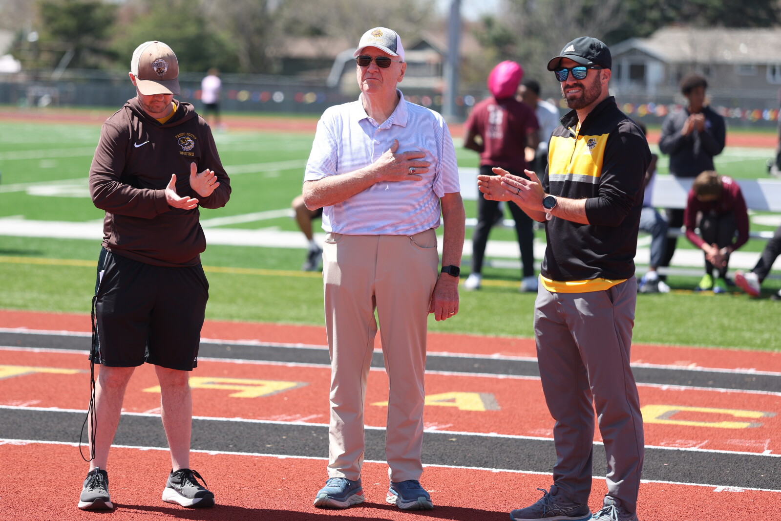 'Not a bit': Longtime Fargo South track coach Gelaine Orvik caught by surprise with rededication ceremony