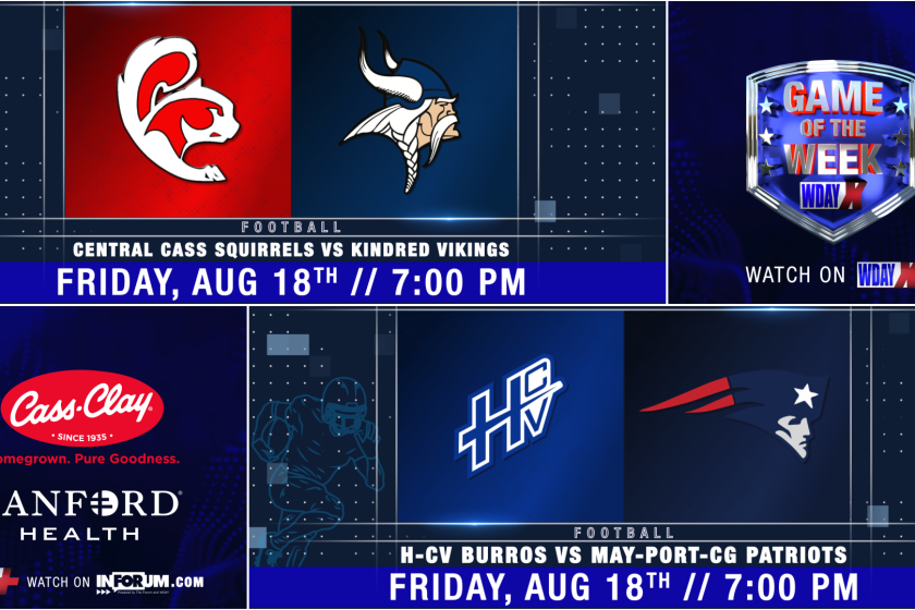 LIVE AT 7 p.m. Central Cass vs Kindred & HCV vs MayPortCG on WDAY