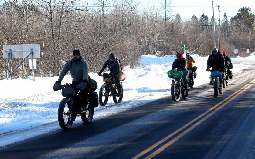 Fat tire bikers riding on the Beargrease route.