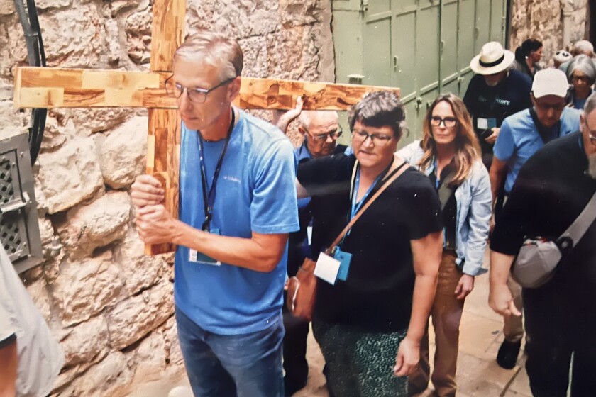 Holy Land DeKeysers with Cross_Via Dolorosa Walk in Old Jerusalem Oct. 9.jpg