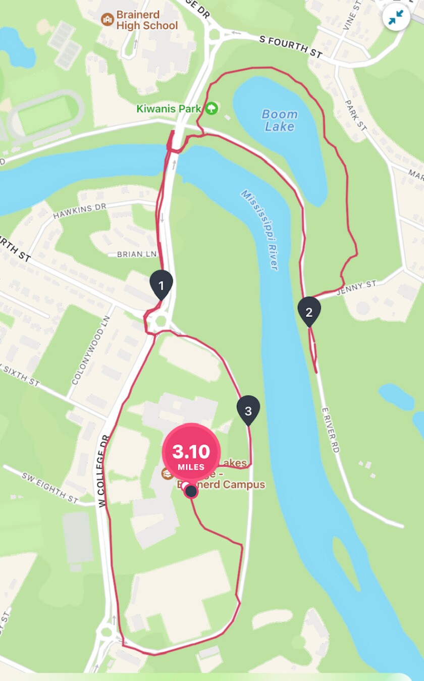 Map of the "5K for Mental Health Awareness" event route in 2022