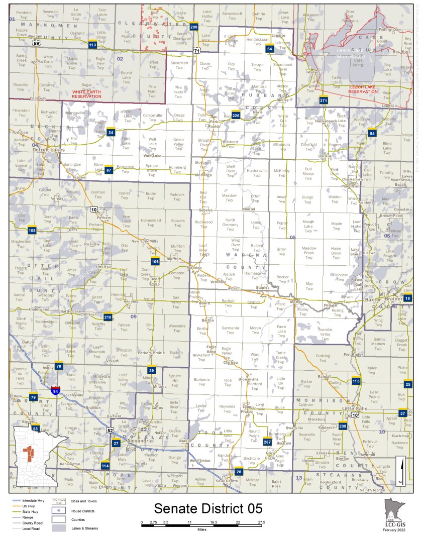 A map of Minnesota Senate District 5 after 2022 redistricting