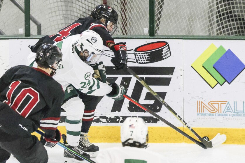 high school boys play hockey