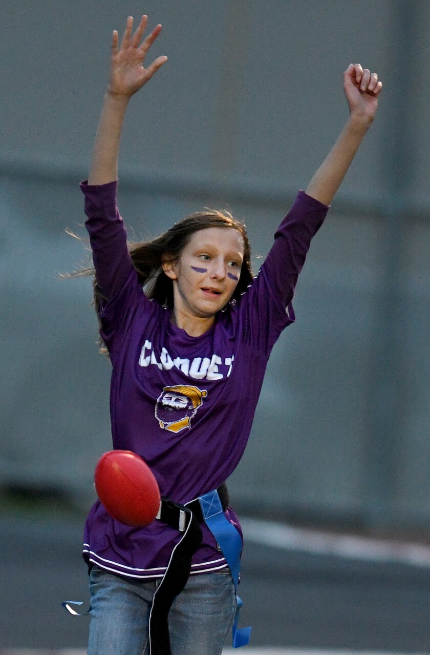 Cloquet’s Theresa Loisel celebrates her touchdown