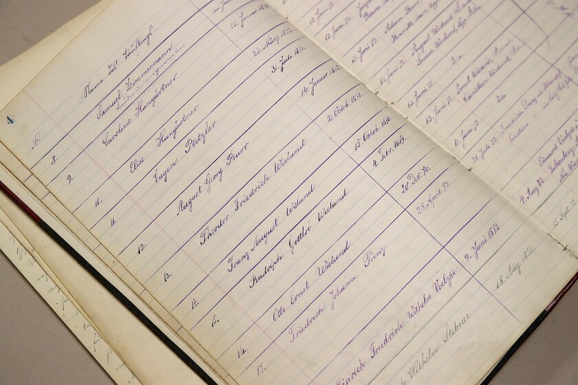 Birth records written in German from the 1860’s and 1870’s are housed in the archives at Peace United Church of Christ