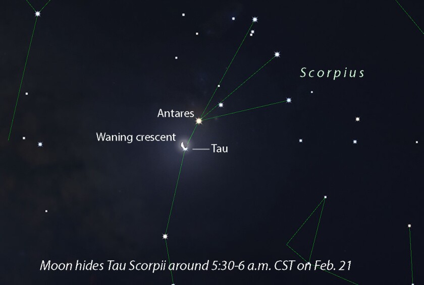 Moon covers Tau Scorpii