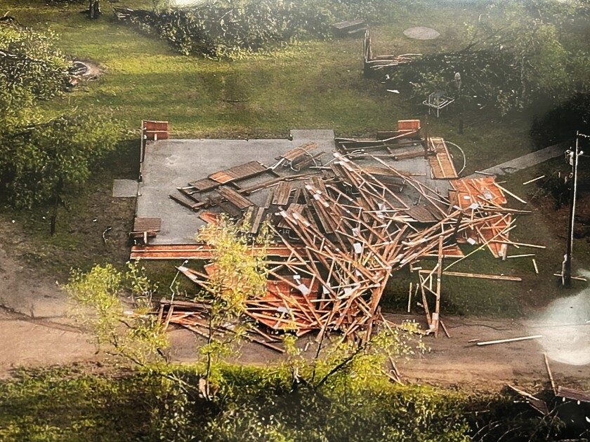 Old Wadena Park pavilion damage in 2022