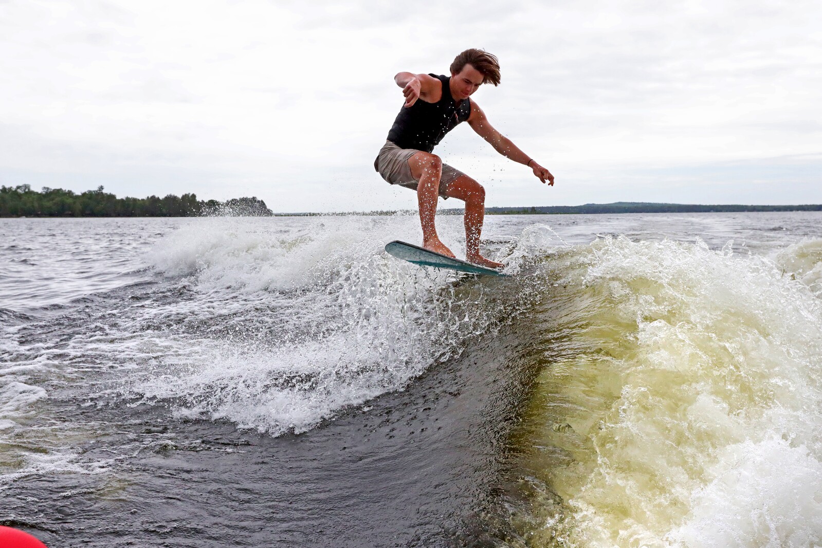 Parker Linn demonstrates wake surfing