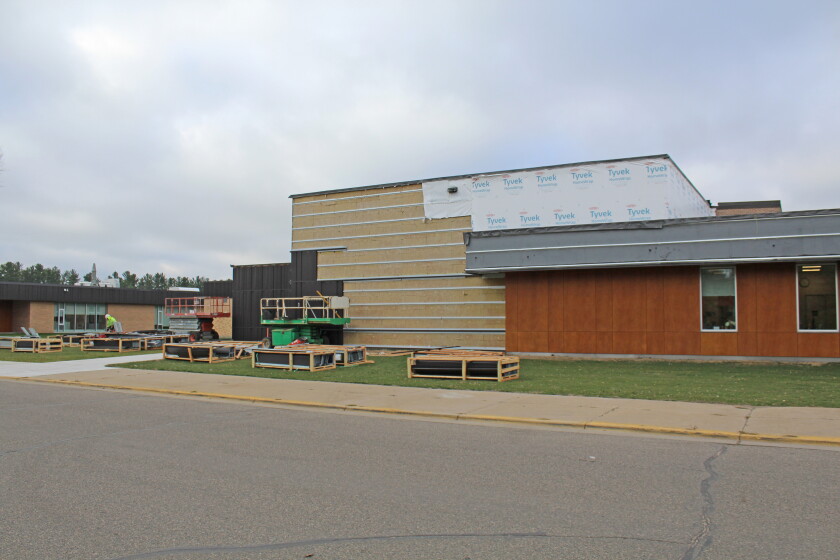 Exterior finishes resume at Park Rapids High School Park Rapids