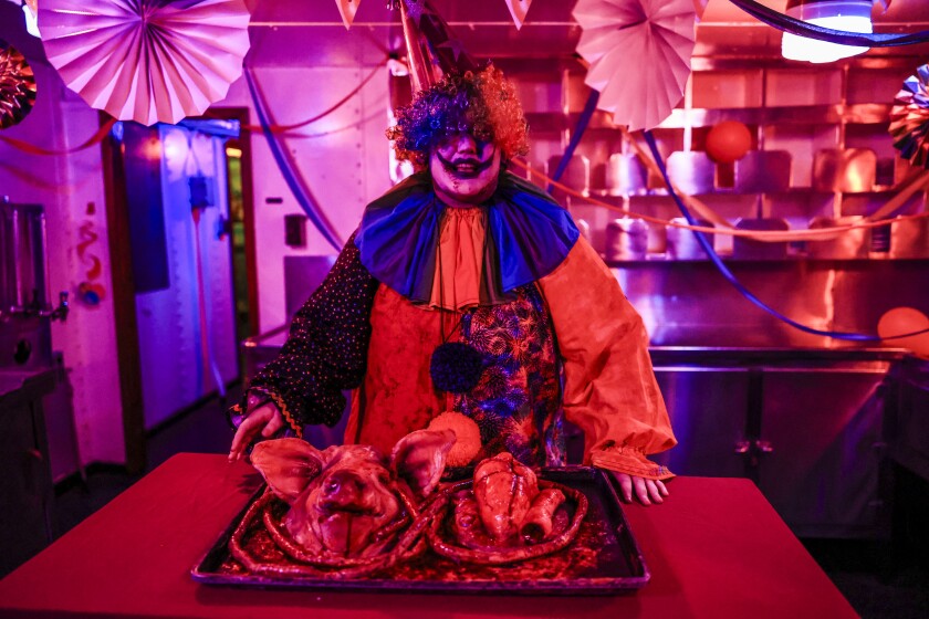 actors perform at haunted ship