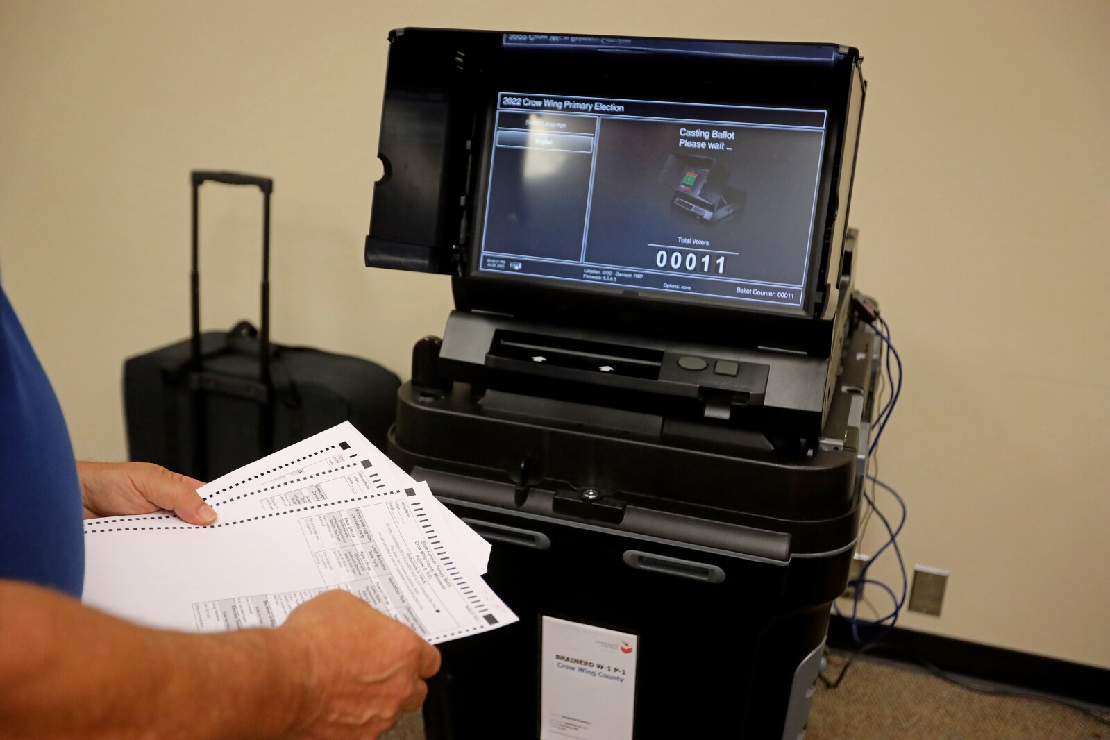 A test run of Crow Wing County's Dominion voting machines