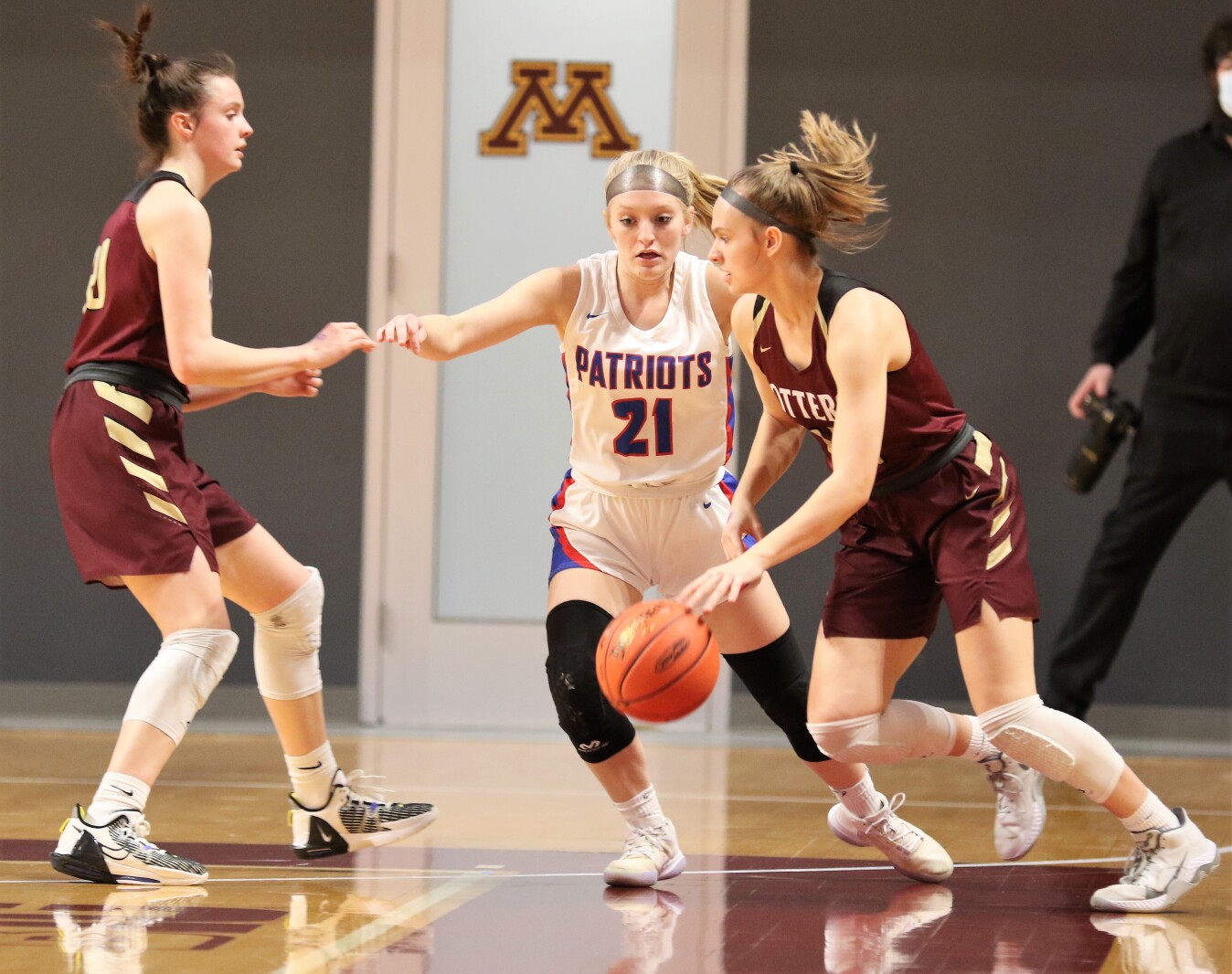 Pequot Lakes Patriots girls basketball during the 2022 Class 2A State Tournament.