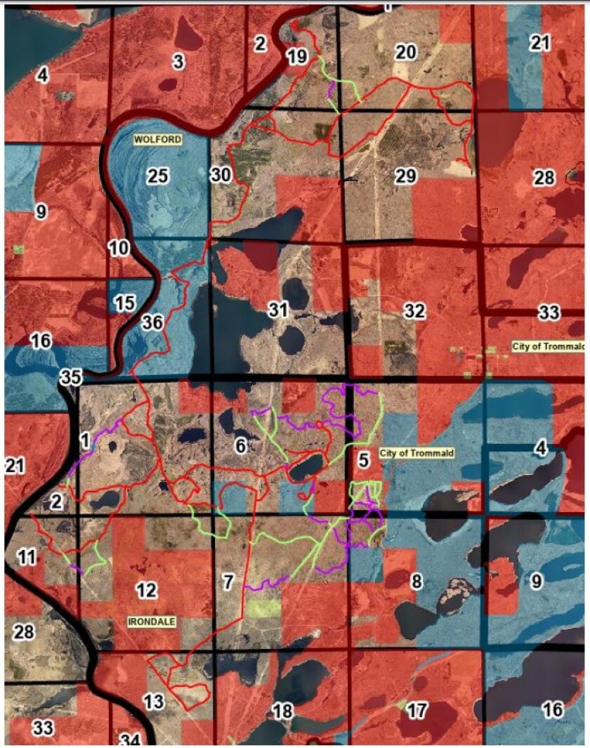 A map of an all-terrain vehicle trail