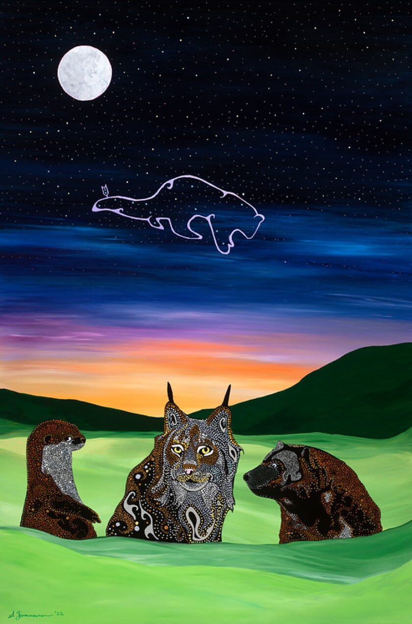 Art by Sam Zimmerman, Crane Superior, Lynx, otter and others