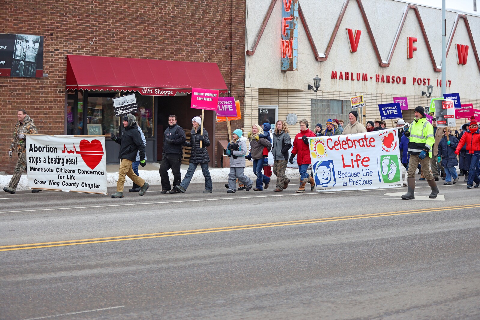 People participate in the March for Life on Sunday, Jan. 22, 2023, in Brainerd.