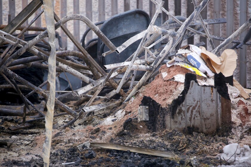 Damage and debris after a fire.