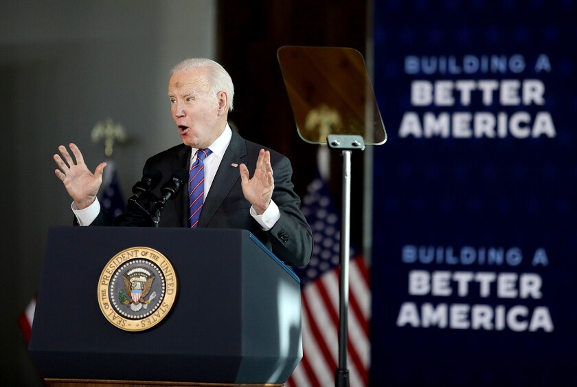 President Joe Biden talks about improving infrastructure across the region