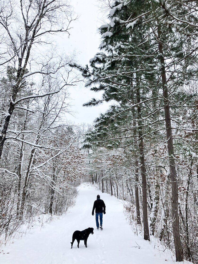 First winter walk in the snow - Gary and Shadow.jpg