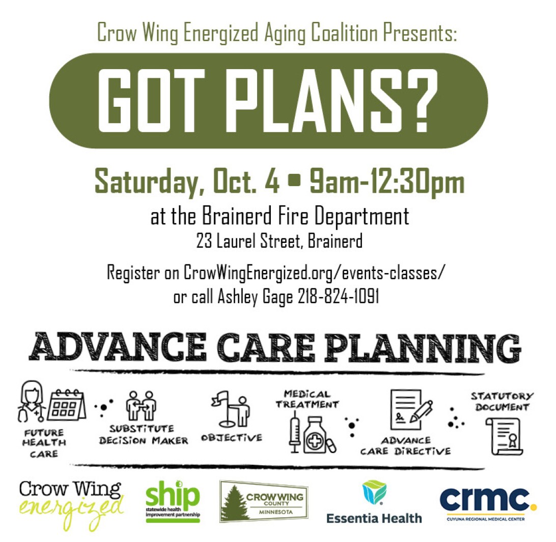 Midweek Motivator: Planning ahead — Advance health care focus of Oct. 4 event – Brainerd Dispatch Midweek Motivator: Planning ahead — Advance health care focus of Oct. 4 event – Brainerd Dispatch