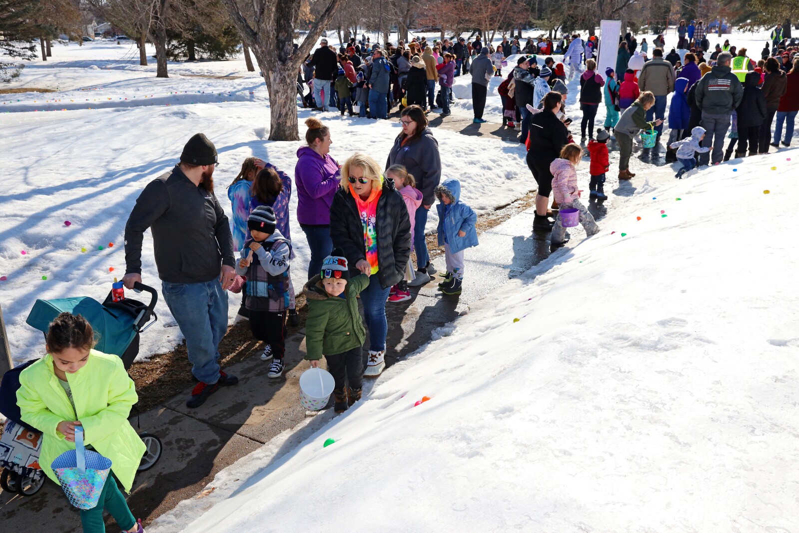 Families show up to hunt for Easter eggs Saturday, April 9, 2023, during the annual Brainerd Easter Egg Hunt at Gregory Park.