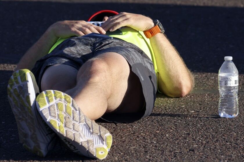 At the start of Grandma's Marathon.