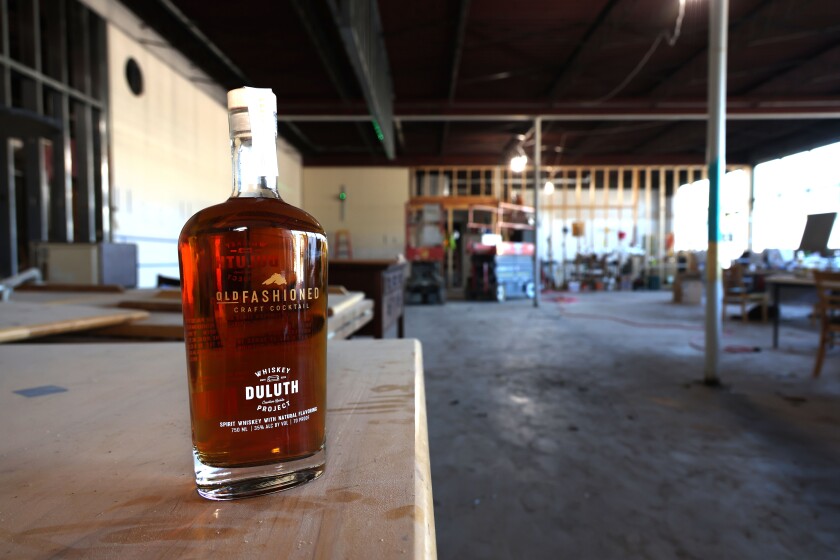 Cocktail bottle inside future bar under construction